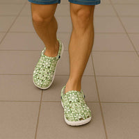 Omaomao Palaka Quilt Hawaii Clogs Shoes Hawaiian Tropical Monstera Sea Turtle