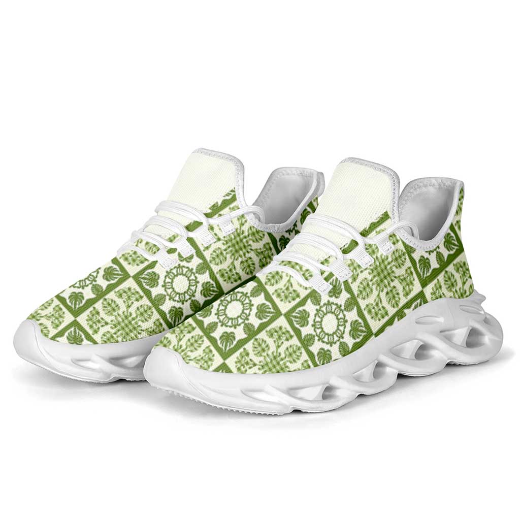 Omaomao Palaka Quilt Hawaii Clunky Sneakers Hawaiian Tropical Monstera Sea Turtle