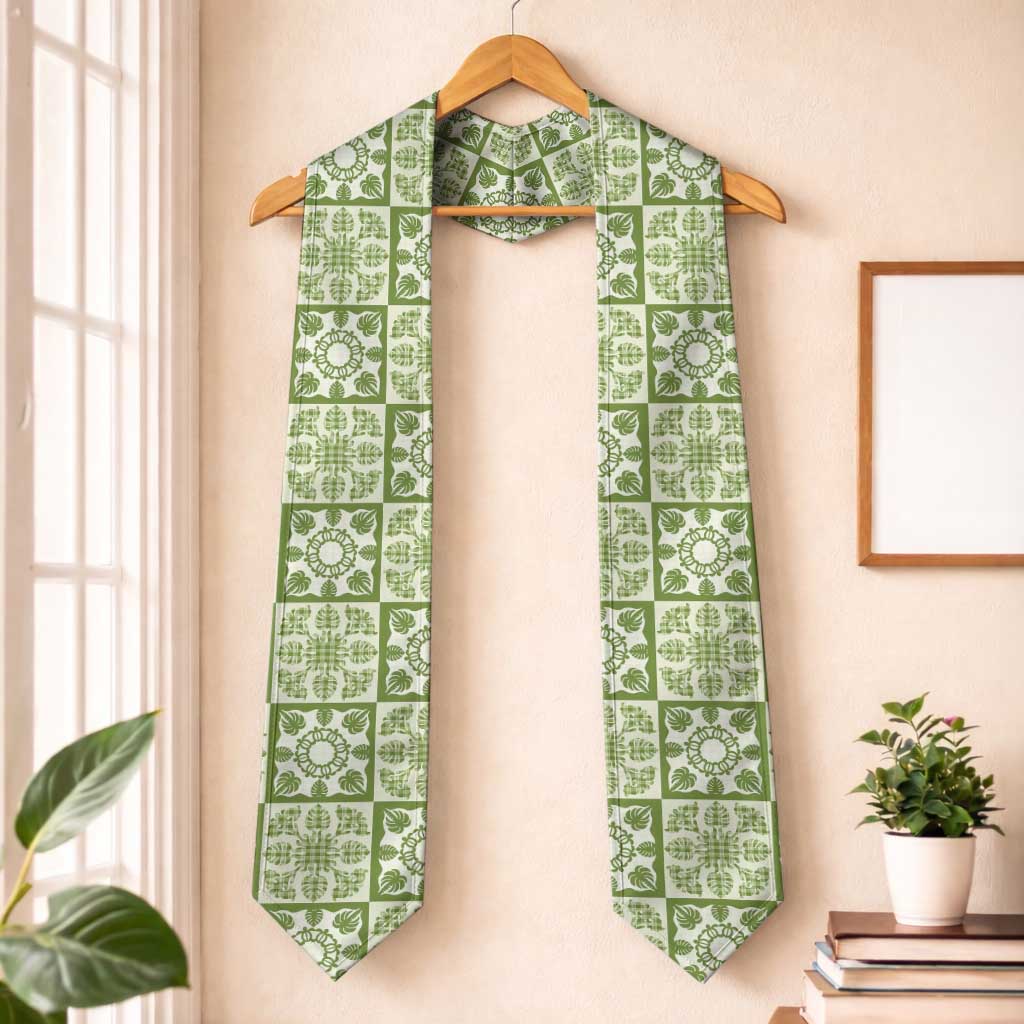 Omaomao Palaka Quilt Hawaii Graduation Stole Hawaiian Tropical Monstera Sea Turtle