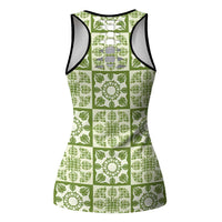 Omaomao Palaka Quilt Hawaii Hollow Tank Top Hawaiian Tropical Monstera Sea Turtle