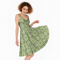 Omaomao Palaka Quilt Hawaii Midi Dress Hawaiian Tropical Monstera Sea Turtle LT14 - Polynesian Pride