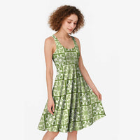 Omaomao Palaka Quilt Hawaii Midi Dress Hawaiian Tropical Monstera Sea Turtle LT14 - Polynesian Pride