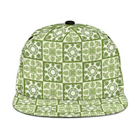 Omaomao Palaka Quilt Hawaii Snapback Cap Hawaiian Tropical Monstera Sea Turtle LT14 One Size Green - Polynesian Pride