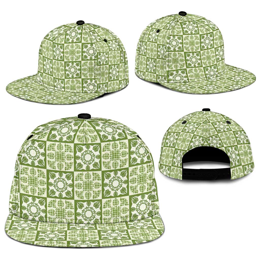 Omaomao Palaka Quilt Hawaii Snapback Cap Hawaiian Tropical Monstera Sea Turtle LT14 - Polynesian Pride
