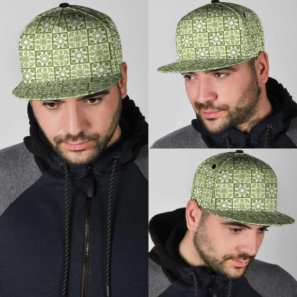 Omaomao Palaka Quilt Hawaii Snapback Cap Hawaiian Tropical Monstera Sea Turtle LT14 - Polynesian Pride
