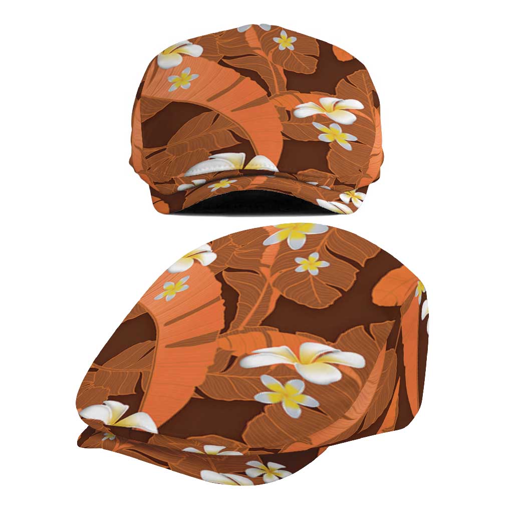 Orange Banana Leaf Hawaii Jeff Hat Lau Maia Plumeria Tropical Summer Vibes LT14 - Polynesian Pride