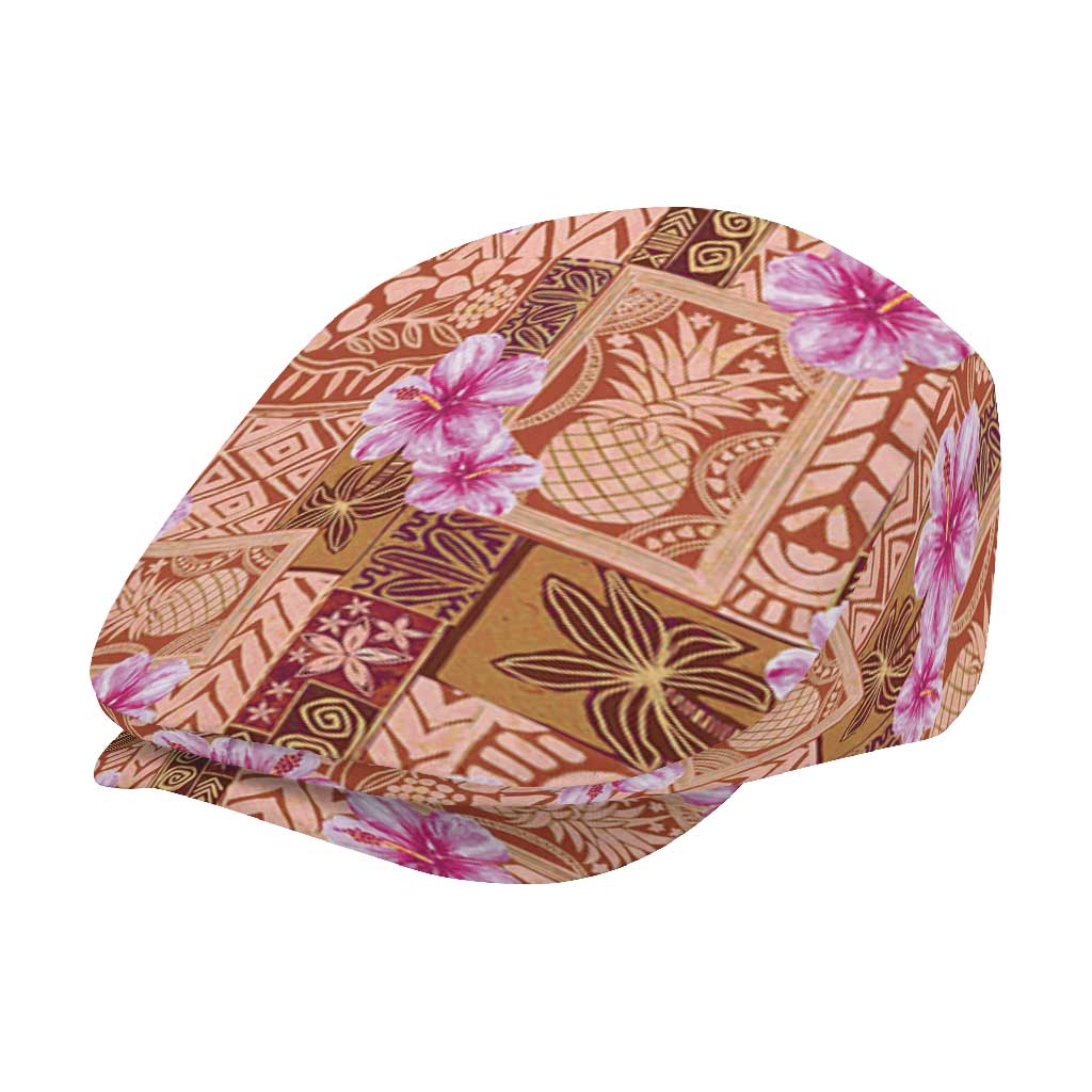 Orange Hawaii Hibiscus Tropical Flowers Motifs Jeff Hat - Polynesian Pride