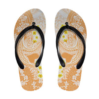 Orange Hawaii Shark Tattoo Flip Flops Puakenikeni Lei Plumeria Polynesian Pattern LT14 Orange - Polynesian Pride