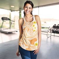 Orange Hawaii Shark Tattoo Women Racerback Tank Puakenikeni Lei Plumeria Polynesian Pattern LT14 - Polynesian Pride