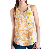 Orange Hawaii Shark Tattoo Women Racerback Tank Puakenikeni Lei Plumeria Polynesian Pattern LT14 - Polynesian Pride