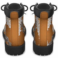 Orange Hawaii Tiare and Shell Lei All Season Boots Hawaiian Palaka Luxury Vibes LT14 - Polynesian Pride