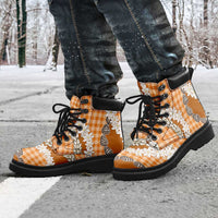 Orange Hawaii Tiare and Shell Lei All Season Boots Hawaiian Palaka Luxury Vibes LT14 - Polynesian Pride