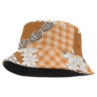 Orange Hawaii Tiare and Shell Lei Bucket Hat Hawaiian Palaka Luxury Vibes LT14 One Size Orange - Polynesian Pride