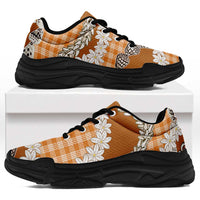 Orange Hawaii Tiare and Shell Lei Chunky Sneakers Hawaiian Palaka Luxury Vibes LT14 Orange - Polynesian Pride