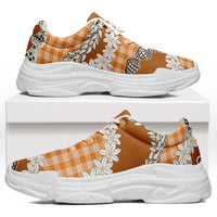 Orange Hawaii Tiare and Shell Lei Chunky Sneakers Hawaiian Palaka Luxury Vibes LT14 Orange - Polynesian Pride