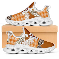 Orange Hawaii Tiare and Shell Lei Clunky Sneakers Hawaiian Palaka Luxury Vibes LT14 Orange - Polynesian Pride
