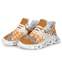 Orange Hawaii Tiare and Shell Lei Clunky Sneakers Hawaiian Palaka Luxury Vibes LT14 - Polynesian Pride