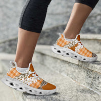 Orange Hawaii Tiare and Shell Lei Clunky Sneakers Hawaiian Palaka Luxury Vibes LT14 - Polynesian Pride