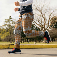 Orange Hawaii Tiare and Shell Lei Jogger Pants Hawaiian Palaka Luxury Vibes LT14 - Polynesian Pride