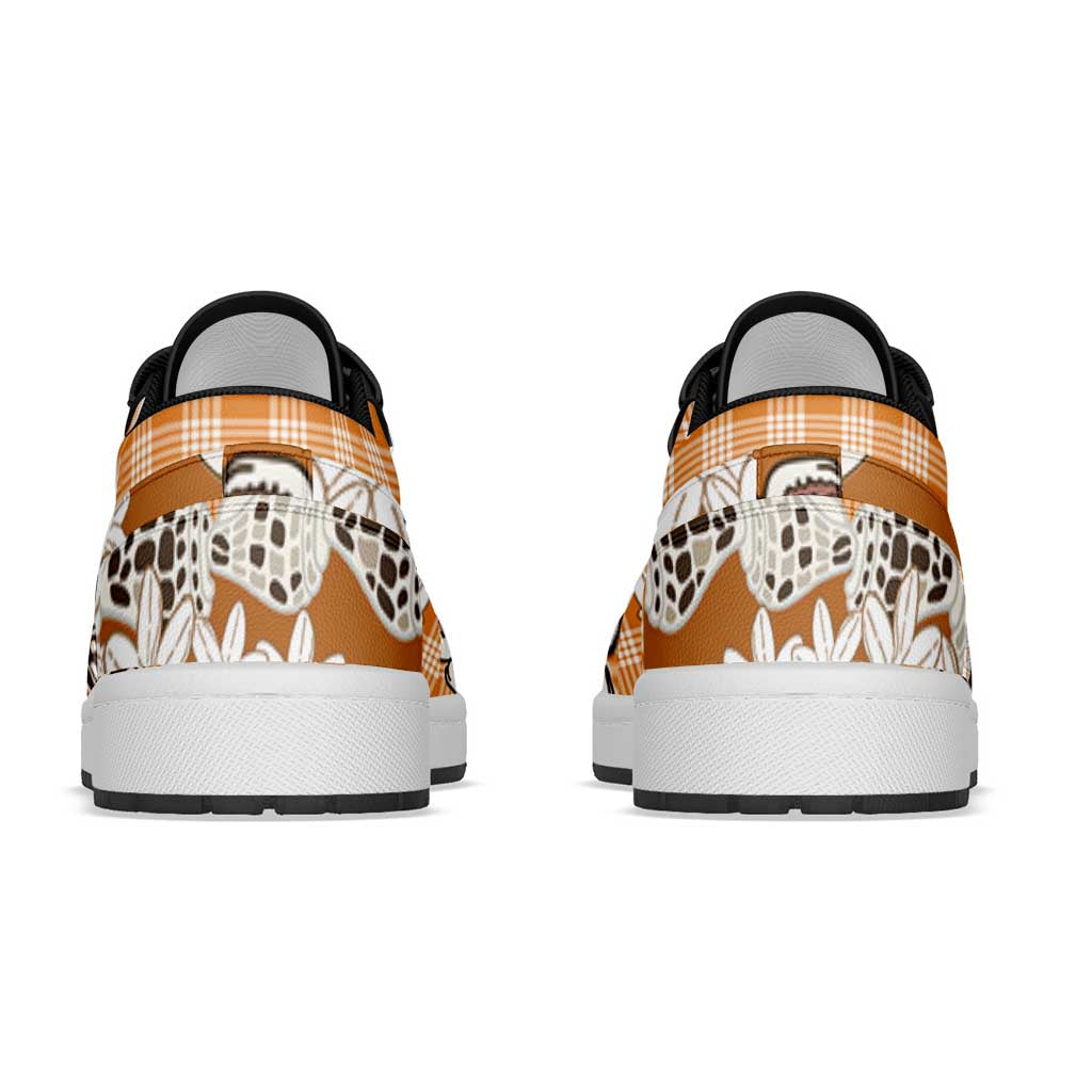 Orange Hawaii Tiare and Shell Lei Low Sneakers Hawaiian Palaka Luxury Vibes LT14 - Polynesian Pride