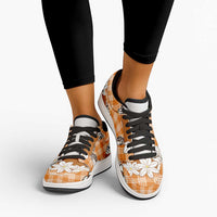 Orange Hawaii Tiare and Shell Lei Low Sneakers Hawaiian Palaka Luxury Vibes LT14 - Polynesian Pride