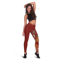 Oxblood Batik Papua-inspired Pattern Leggings - Polynesian Pride
