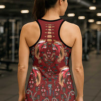 Oxblood Bird of Batik Papua Hollow Tank Top Exotic Natural Wealth of Papua - Polynesian Pride