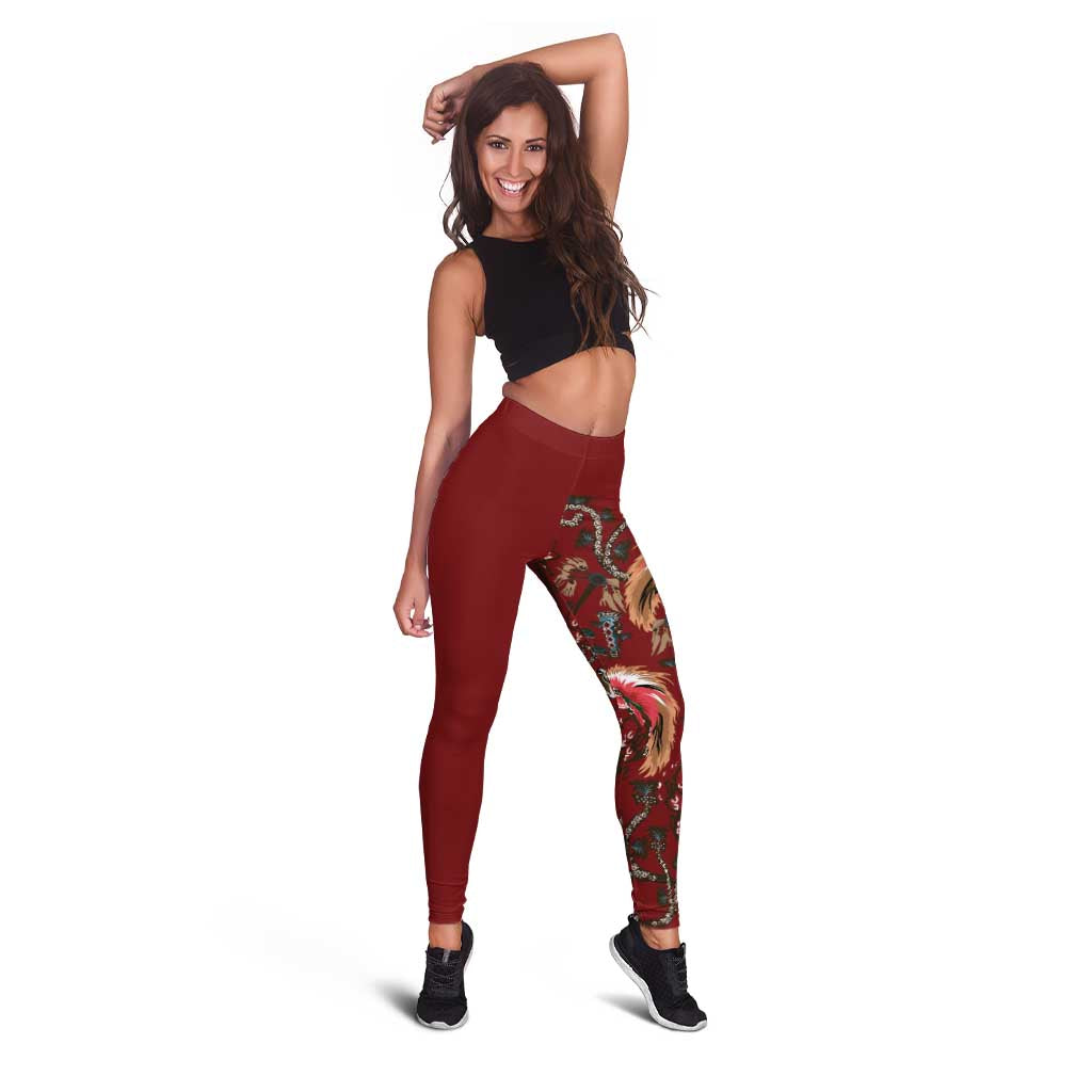 Oxblood Bird of Batik Papua Leggings Exotic Natural Wealth of Papua - Polynesian Pride