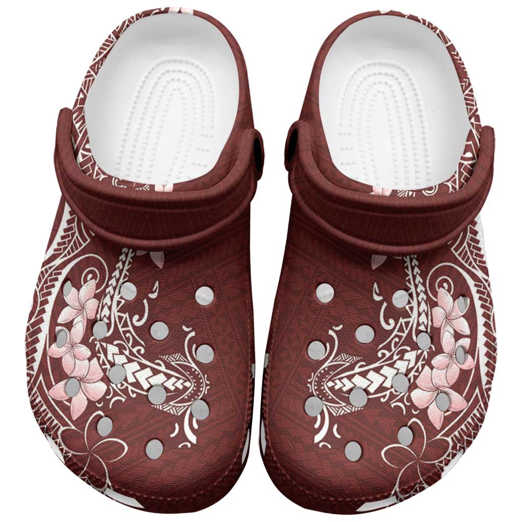 Oxblood Hawaii Clogs Shoes Hammerhead Shark Tattoo Curve Polynesian - Polynesian Pride