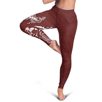 Oxblood Hawaii Leggings Hammerhead Shark Tattoo Curve Polynesian - Polynesian Pride