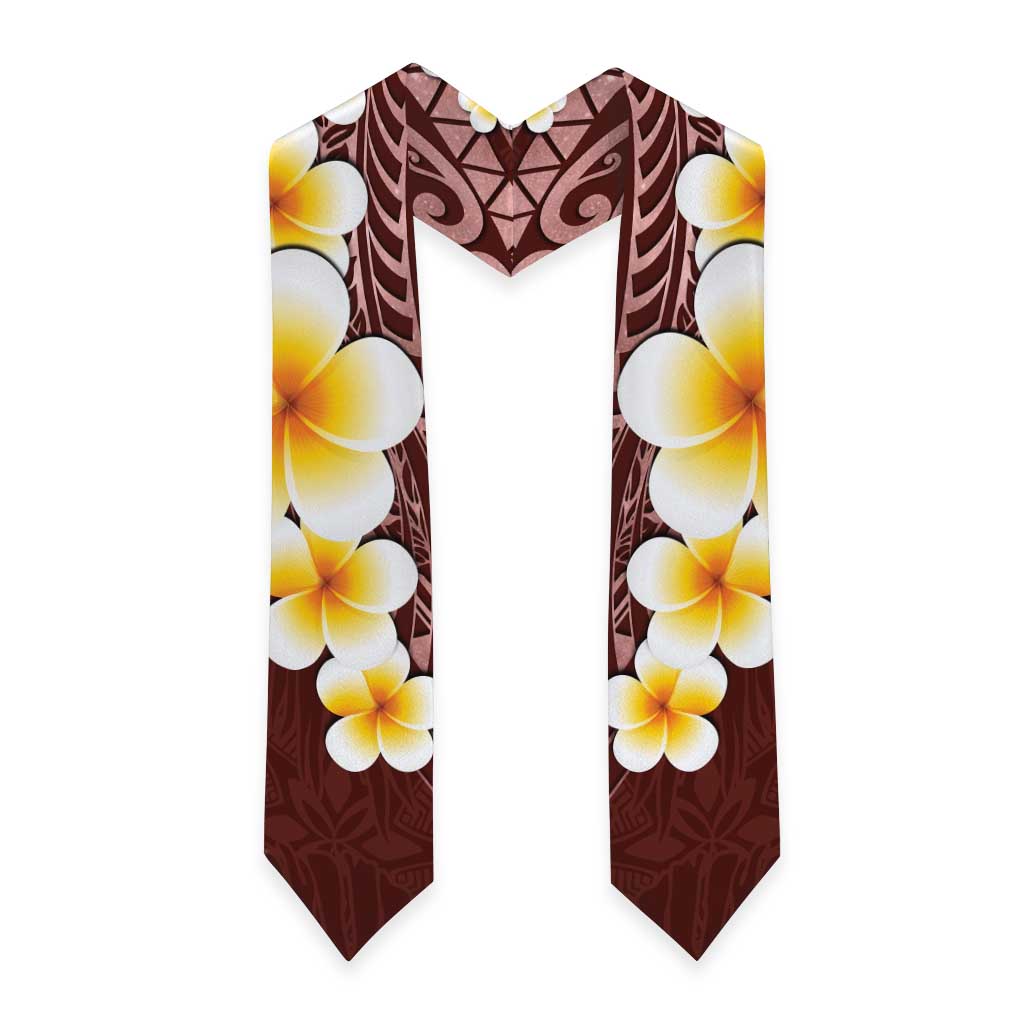 Oxblood Polynesia Graduation Stole Plumeria Tropical Leaves With Galaxy Polynesian Art LT14 - Polynesian Pride