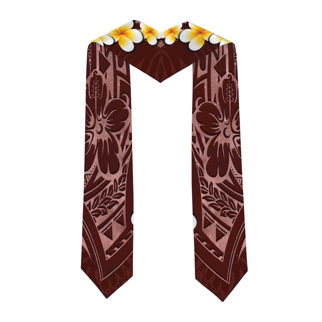 Oxblood Polynesia Graduation Stole Plumeria Tropical Leaves With Galaxy Polynesian Art LT14 - Polynesian Pride