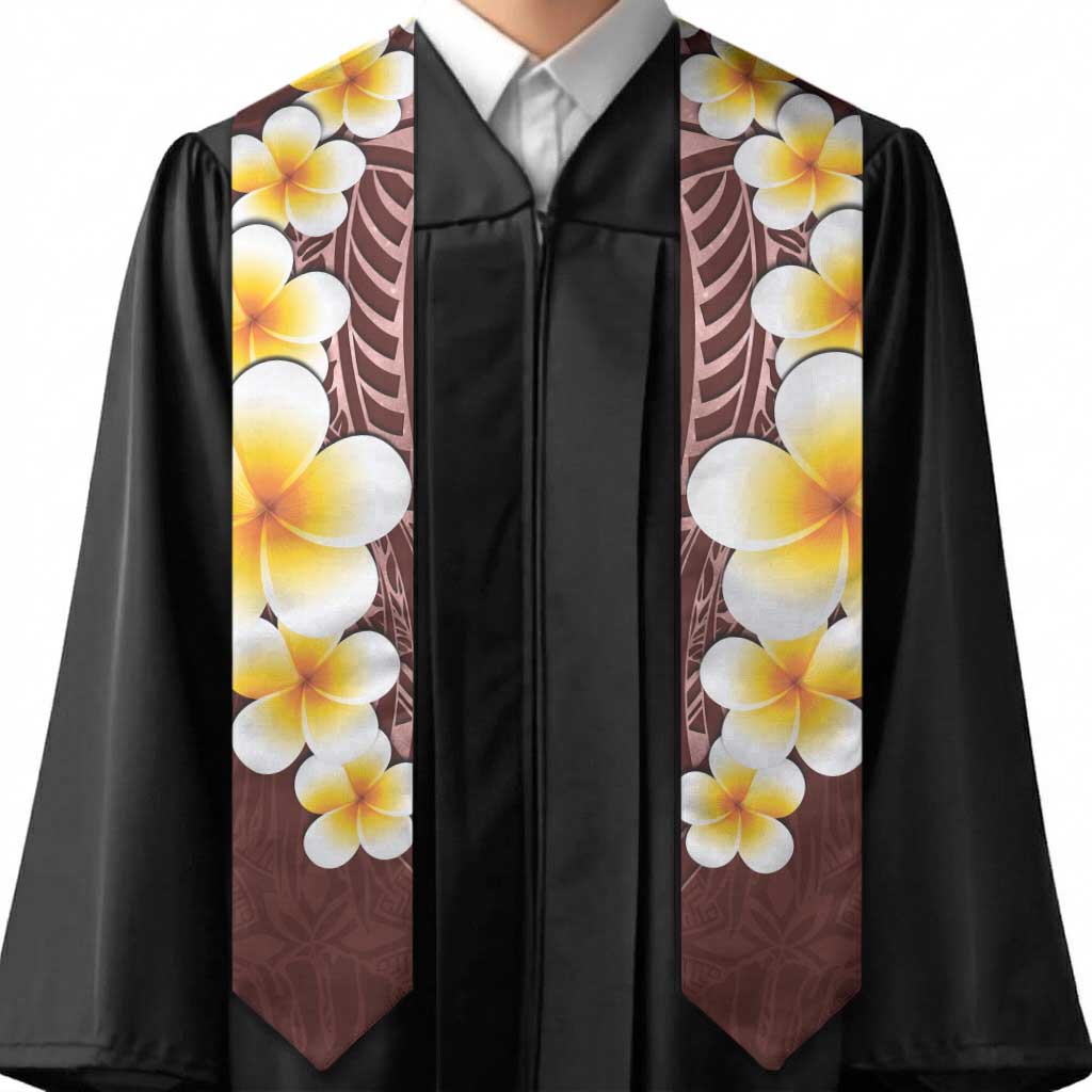 Oxblood Polynesia Graduation Stole Plumeria Tropical Leaves With Galaxy Polynesian Art LT14 - Polynesian Pride