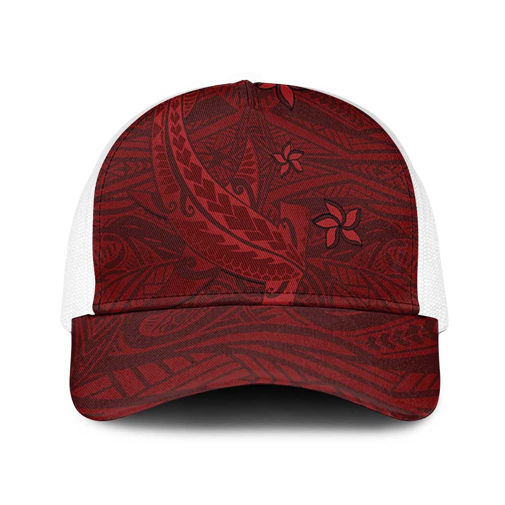Oxblood Polynesia Mesh Trucker Cap Hawaiian Tribal Hammerhead Shark Tattoo - Polynesian Pride