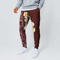 Oxblood Tropical Plumeria With Galaxy Polynesian Art Jogger Pants - Polynesian Pride