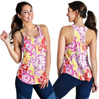 Palaka with Honu and Hibiscus Women Racerback Tank Hawaiian Heritage Spirit - Polynesian Pride