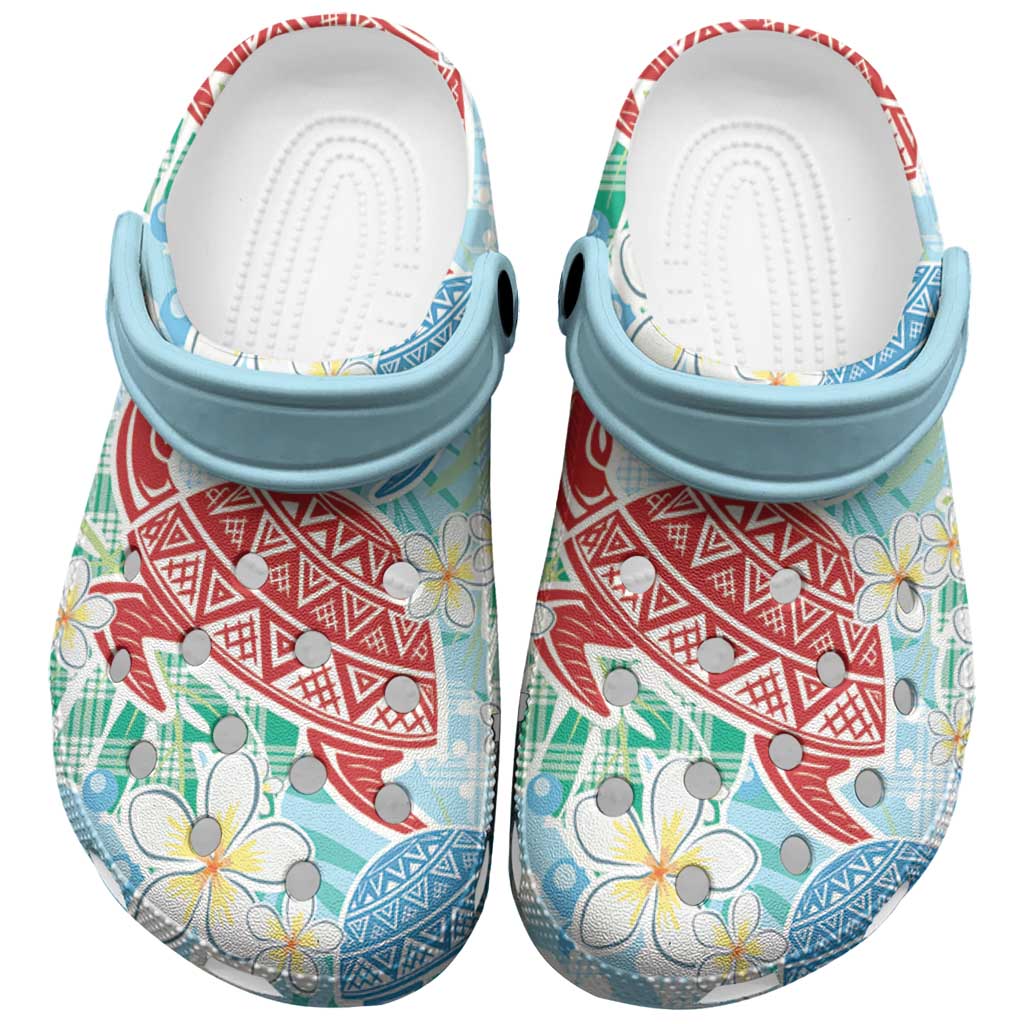 Palaka with Honu and Plumeria Clogs Shoes Hawaiian Heritage Spirit - Polynesian Pride