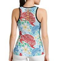 Palaka with Honu and Plumeria Hollow Tank Top Hawaiian Heritage Spirit - Polynesian Pride
