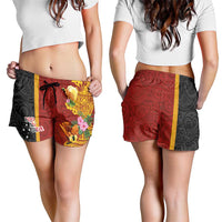 Papua New Guinea Shorts for Women Birds-of-Paradise Melanesian Tattoos Tropical Plants LT03 - Polynesian Pride