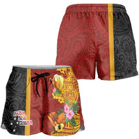 Papua New Guinea Shorts for Women Birds-of-Paradise Melanesian Tattoos Tropical Plants LT03 - Polynesian Pride