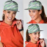 Pastel Green Hawaii Palaka Honohono Pikake Snapback Cap Hawaiian Orchid Lei Polynesian Pattern - Polynesian Pride