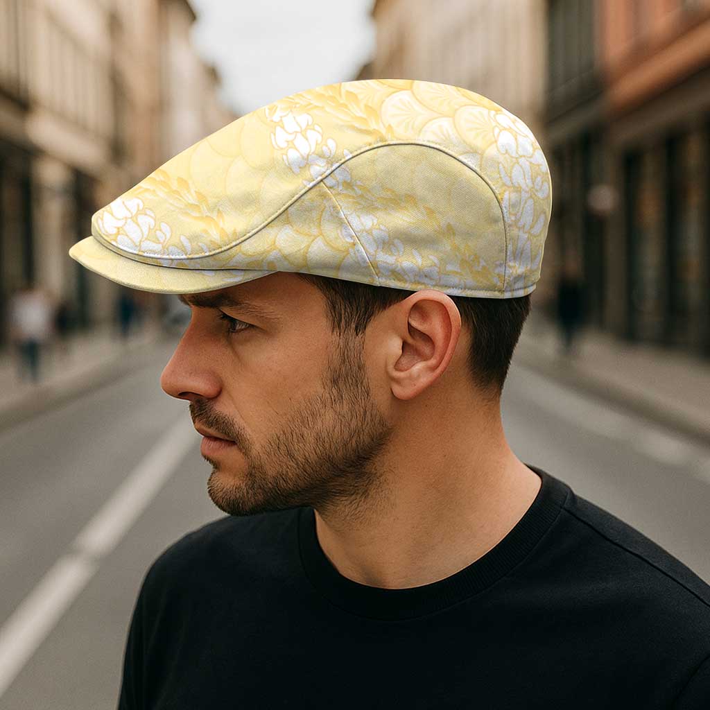Pastel Yellow Mermaid Puakenikeni Maile Lei Jeff Hat