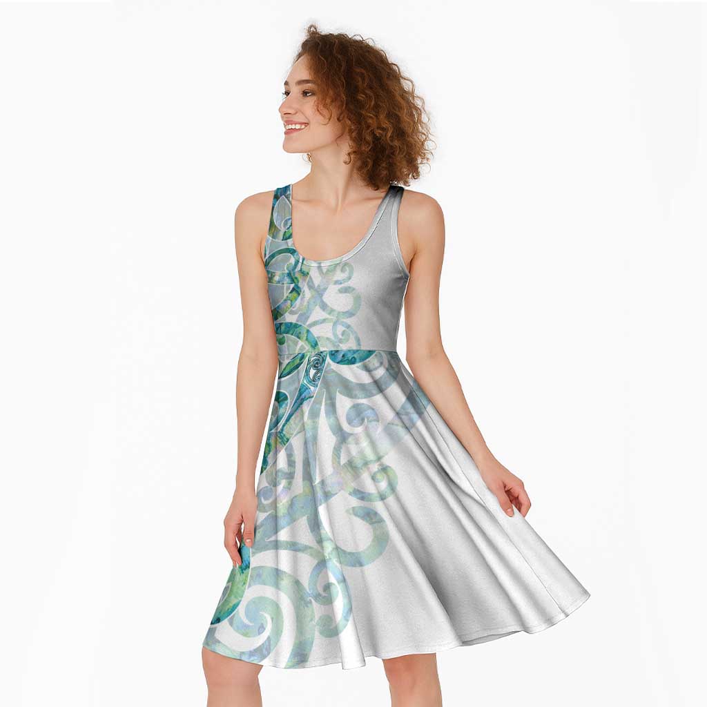 Paua Shell Maori Midi Dress Koru Kowhaiwhai