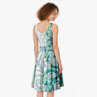 Paua Shell Maori Midi Dress Koru Kowhaiwhai