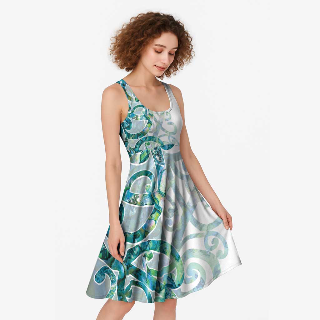 Paua Shell Maori Midi Dress Koru Kowhaiwhai