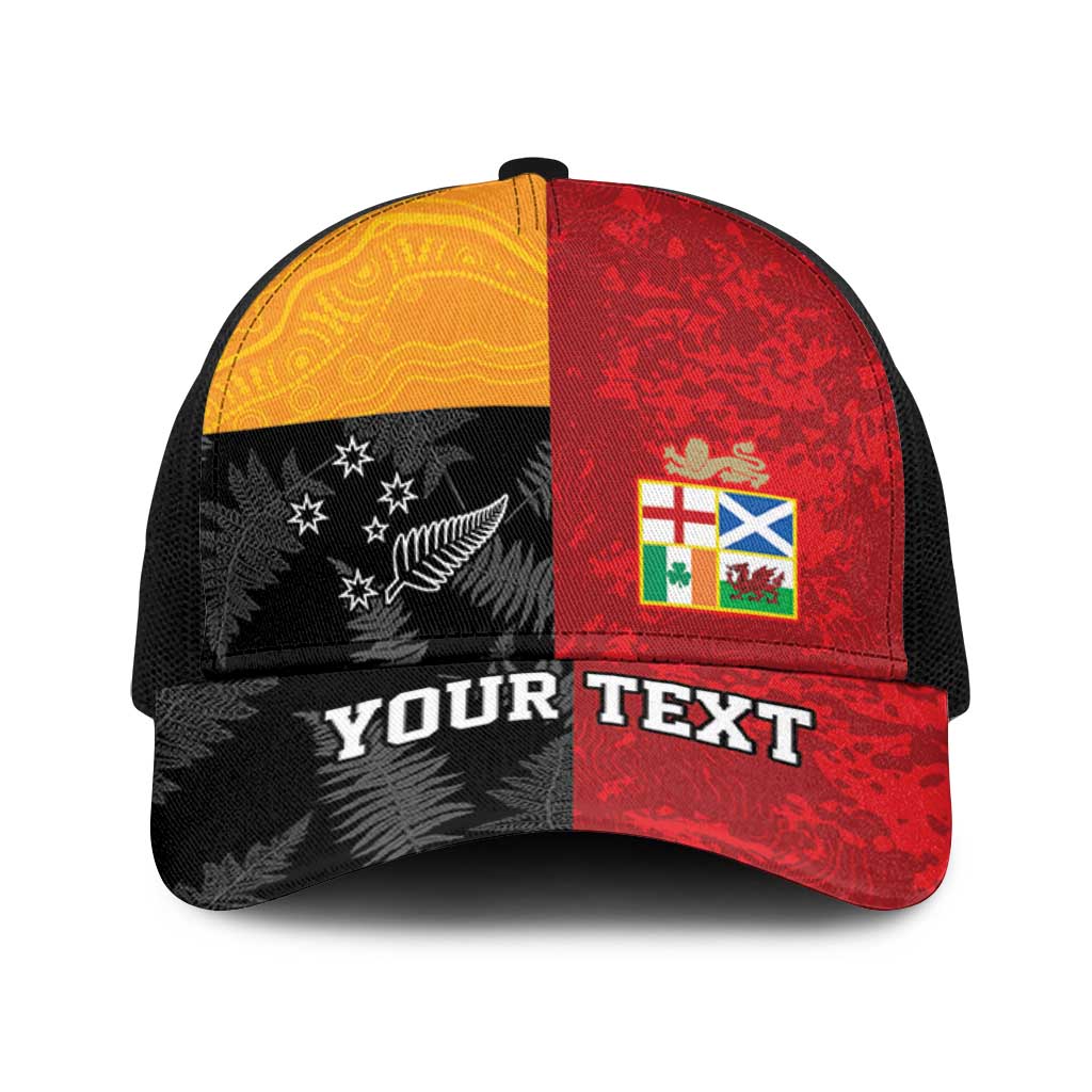 Personalised British Lions-AUNZ Baseball Net Cap Australia-New Zealand Indigenous Motif - Polynesian Pride