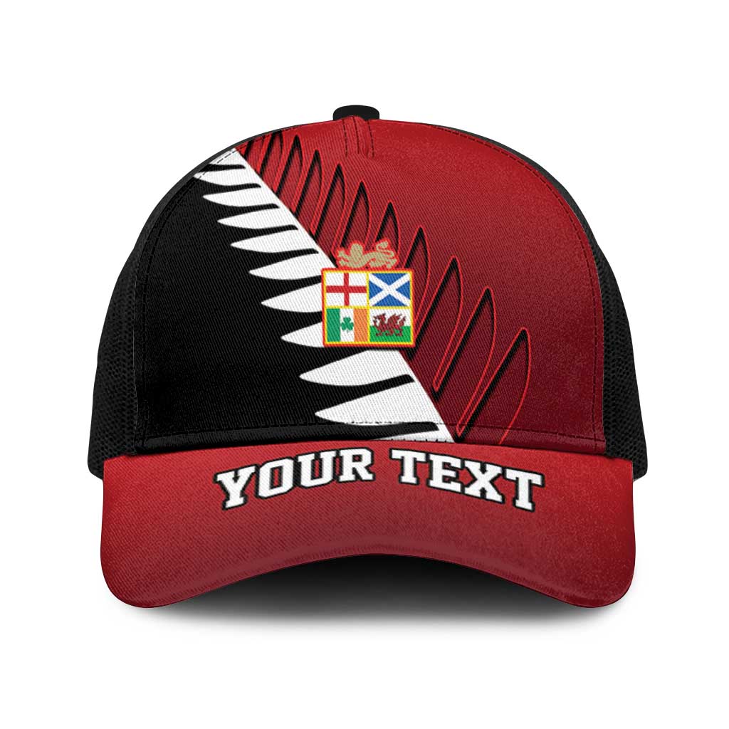 Personalised British Lions New Zealand Baseball Net Cap Half Black Fern - Polynesian Pride
