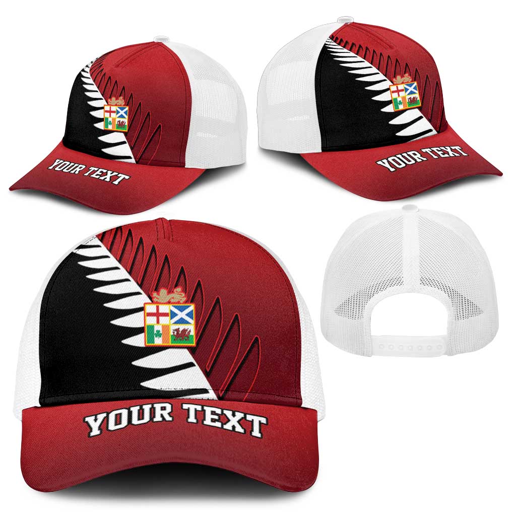 Personalised British Lions New Zealand Baseball Net Cap Half Black Fern - Polynesian Pride