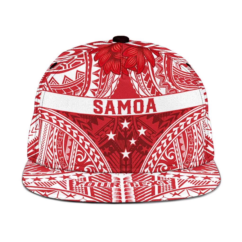 Personalised Toa Samoa Rugby Spirit Snapback Cap Red Samoan Tribal Pattern - Polynesian Pride