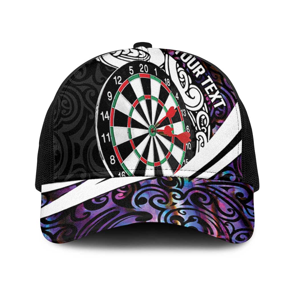 Personalized NZ Darts Baseball Net Cap Paua Shell Maori Koru Whakairo - Purple - Polynesian Pride